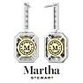 Martha Stewart 8 Carat Emerald Cut Fancy Yellow Lab Grown Diamond Drop Earrings In Sterling Silver Image-2
