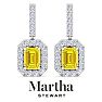 Martha Stewart 8 Carat Emerald Cut Fancy Yellow Lab Grown Diamond Drop Earrings In Sterling Silver Image-5