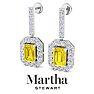Martha Stewart 8 Carat Emerald Cut Fancy Yellow Lab Grown Diamond Drop Earrings In Sterling Silver Image-7