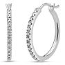 Estate Jewelry 1/10 Carat Diamond Hoops Earrings In Sterling Silver Image-1