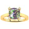 2 Carat Cushion Shape Mystic Topaz With Diamond Prongs in 10 Karat Yellow Gold Image-1