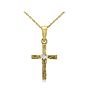 Diamond Cross Pendants: Elegant Diamond Cross Pendant with Shining Round Diamond in 10k Yellow Gold Image-1