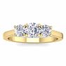 Moissanite Engagement Ring; 1 Carat Moissanite Three Stone Ring In 14 Karat Yellow Gold Image-1