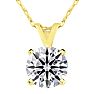1 Carat Round Shape Lab Grown Diamond Solitaire Necklace In 14K Yellow Gold Image-1