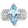 Estate Jewelry 6.27 Carat Blue and White Lab Grown Diamond Marquise Statement Ring In 14K White Gold, Size 7 Image-1