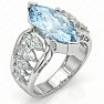 Estate Jewelry 6.27 Carat Blue and White Lab Grown Diamond Marquise Statement Ring In 14K White Gold, Size 7 Image-2