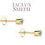 Jaclyn Smith 1/2 Carat Round Moissanite Stud Earrings in Yellow Gold Image-2