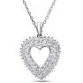 Estate Jewelry 3/8 Carat Real Diamond Heart Necklace In Sterling Silver, 18 Inches Image-1