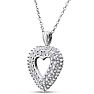 Estate Jewelry 3/8 Carat Real Diamond Heart Necklace In Sterling Silver, 18 Inches Image-3