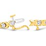 Estate Jewelry 1/5 Carat Natural Diamond Hugs & Kisses Tennis Bracelet In 10 Karat Yellow Gold, 7 Inches Image-3