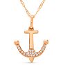 Estate Jewelry 0.04 Carat Diamond Anchor Necklace In 14K Rose Gold, 18 Inches Image-1