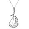 Estate Jewelry 1/10 Carat Diamond Sailboat Necklace In 14K White Gold, 18 Inches Image-1