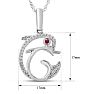 Estate Jewelry 1/10 Carat Diamond and Ruby Dolphin Necklace In 14K White Gold, 18 Inches Image-3