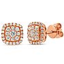 Estate Jewelry 1/2 Carat Pave Diamond Stud Earrings In 14k Rose Gold Image-1