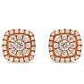 Estate Jewelry 1/2 Carat Pave Diamond Stud Earrings In 14k Rose Gold Image-2