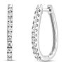 Estate Jewelry 1/2 Carat Diamond Teardrop Hoop Earrings In 10K White Gold, 3/4 Inch Image-1