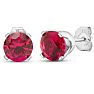 2 Carat Ruby Stud Earrings In White Gold Image-1