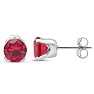 2 Carat Ruby Stud Earrings In White Gold Image-4