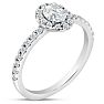 Estate Jewelry 3/4 Carat Oval Shape Halo Lab Grown Diamond Engagement Ring In 14K White Gold, Size 6 Image-2