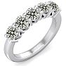 1 1/2 Carat Five Lab Grown Diamond Anniversary Band In Sterling Silver Image-2