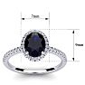 Estate Jewelry 1-1/2 Carat Oval Shape Created Sapphire and Halo Diamond Ring In Sterling Silver, Size 5 Image-5