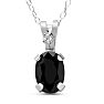 Estate Jewelry 1/2 Carat Oval Blue Sapphire And Diamond Necklace In White Gold, 18 Inches Image-1