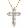 1 Carat Diamond Cross Necklace In 14K Yellow Gold Over Sterling Silver, 18 Inches Image-1