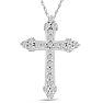 1 Carat Diamond Gothic Cross Necklace In Sterling Silver, 18 Inches Image-1
