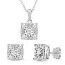 1 Carat Miracle Set Diamond Necklace and Earring Set In Sterling Silver, Cushion Style Image-1