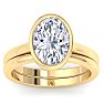3 Carat Oval Shape Lab Grown Diamond Ring With Matching Band In 14K Yellow Gold, Solitaire Image-1