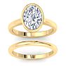 3 Carat Oval Shape Lab Grown Diamond Ring With Matching Band In 14K Yellow Gold, Solitaire Image-3