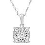 1/3 Carat Natural Diamond Cushion Shape Cluster Necklace In Sterling Silver Image-1