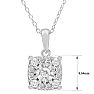 1/3 Carat Natural Diamond Cushion Shape Cluster Necklace In Sterling Silver Image-4