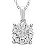 1/3 Carat Natural Diamond Round Cluster Necklace In Sterling Silver Image-1