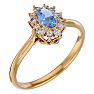 2/3 Carat Oval Shape Tanzanite and Halo Diamond Ring In 14 Karat Yellow Gold Image-2