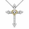 1/4 Carat Lab Grown Diamond Cross and Heart Necklace In Sterling Silver Image-1