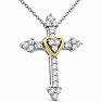 1/4 Carat Lab Grown Diamond Cross and Heart Necklace In Sterling Silver Image-2