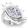 3 Carat Marquise Shape Lab Grown Diamond Ring In Sterling Silver, Solitaire Image-6
