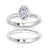 1 Carat Oval Shape Lab Grown Diamond Ring In Sterling Silver, Solitaire Image-3