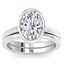 3 Carat Oval Shape Lab Grown Diamond Ring In Sterling Silver, Solitaire Image-1