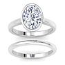 3 Carat Oval Shape Lab Grown Diamond Ring In Sterling Silver, Solitaire Image-3