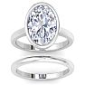 5 Carat Oval Shape Lab Grown Diamond Ring In Sterling Silver, Solitaire Image-3