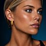 Jaclyn Smith Thick Tube Gold Hoop Earrings Set of 3 Image-4