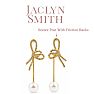 Jaclyn Smith Modern Bow Pearl Drop Earrings In Gold Image-3