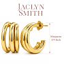 Jaclyn Smith Thick Tri Hoop Earrings In Gold Image-2