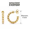 Martha Stewart Everyday Pearl and Crystal Hoop Earrings In Gold Image-2
