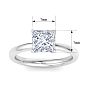 2 Carat Princess Cut Lab Grown Diamond Ring In Sterling Silver, Solitaire Image-5