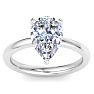 3 Carat Pear Shape Lab Grown Diamond Ring In Sterling Silver, Solitaire Image-1