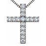 1/2 Carat Natural Diamond Cross Necklace In Sterling Silver, 18 Inches Image-1