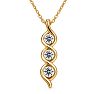 1/10 Carat Lab Grown Diamond Three Stone Necklace In 14K Yellow Gold Over Sterling Silver, 18 Inches Image-1